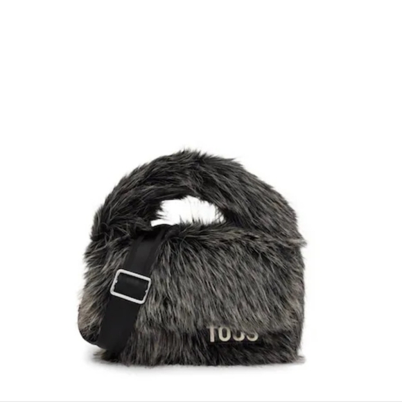 Faux Fur Handbag with Black Strap,All Products : American Fashion Style Bags On Sale